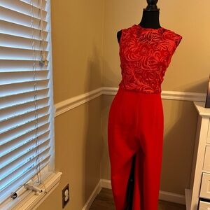 Red lace jumpsuit